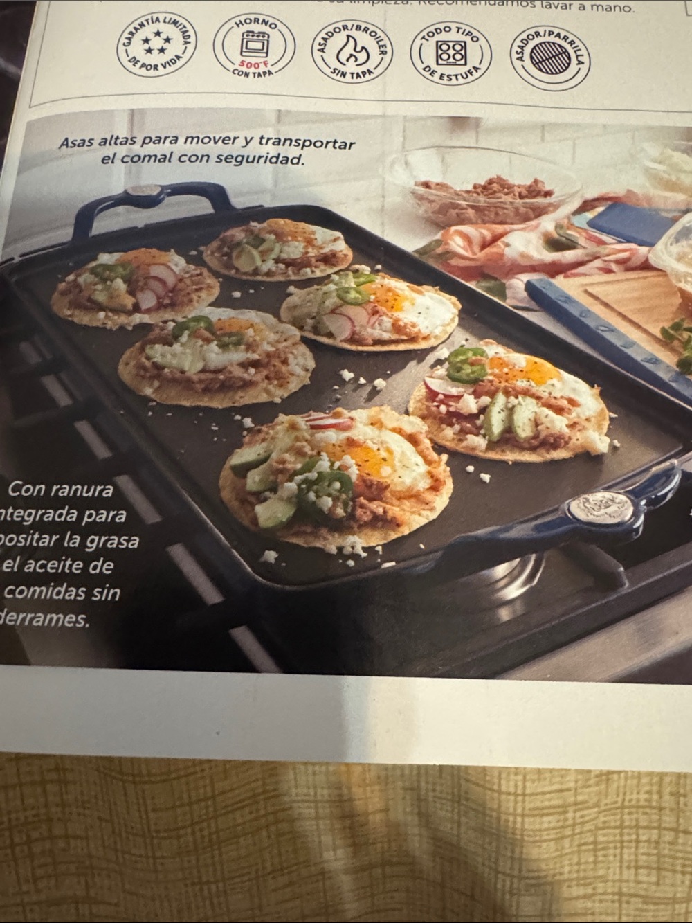 Princess House Blue Double-Handle Griddle Pan